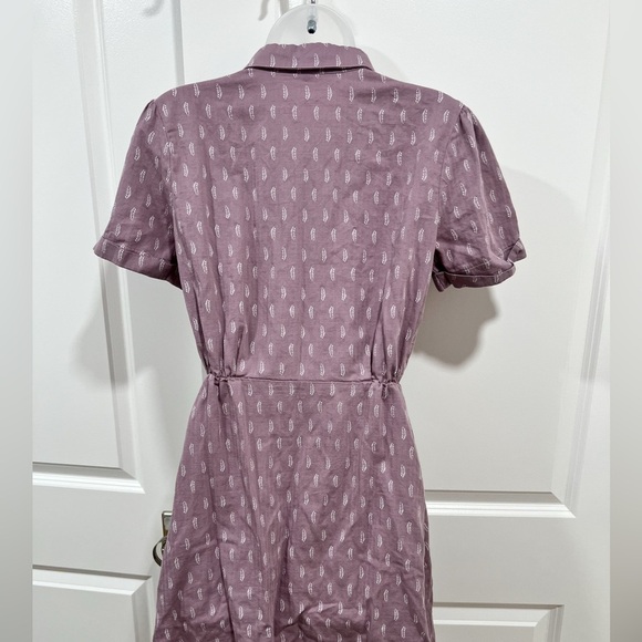 Chic Mauve Feminine Button-Up Mini Dress with gathered waist - Picture 5 of 5